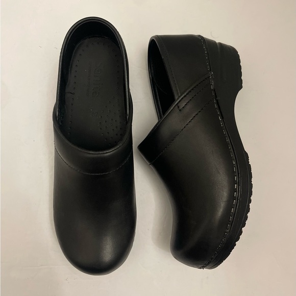 Sanita Shoes - Sanita Black Leather Clogs